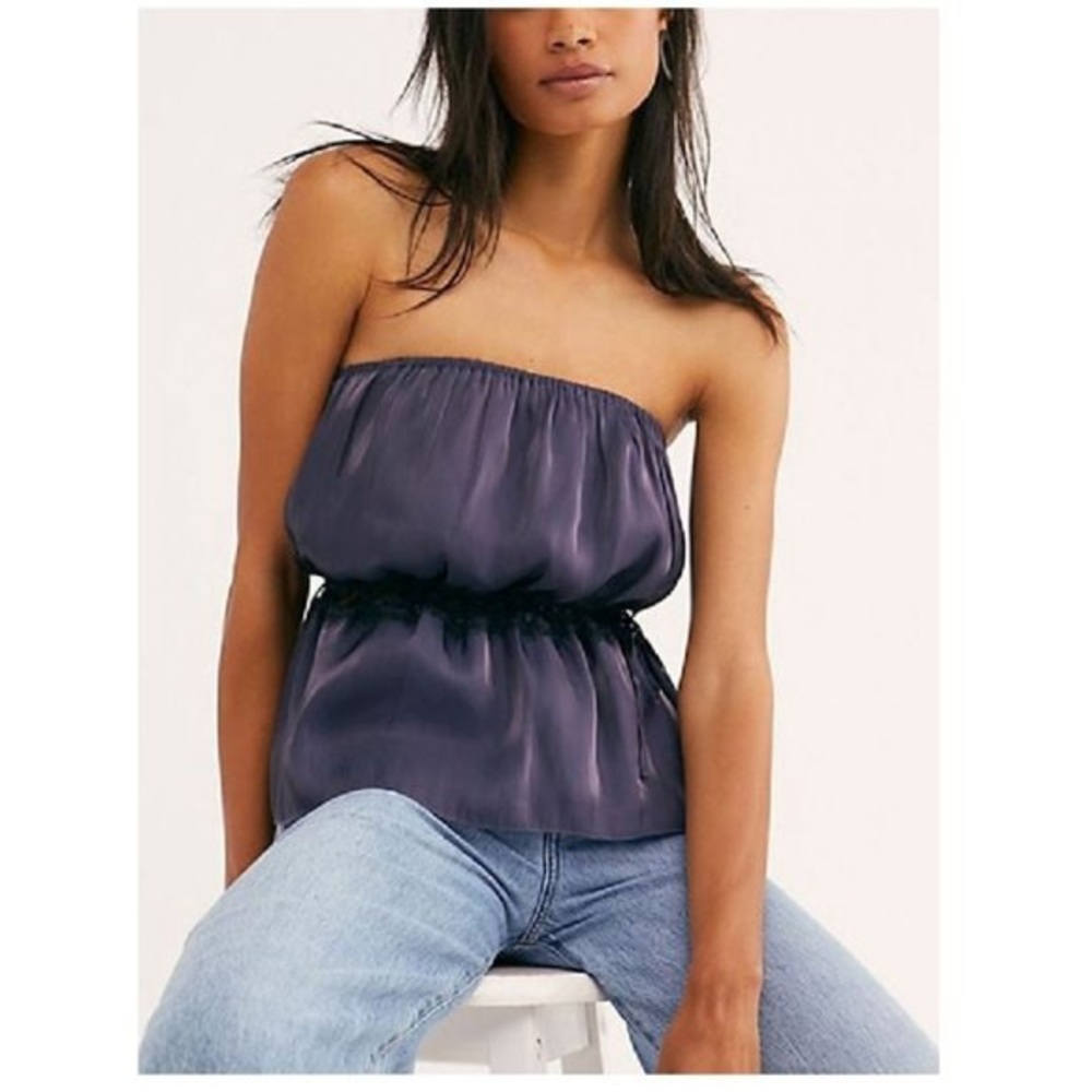 Free People Telling You Strapless Top Midnight